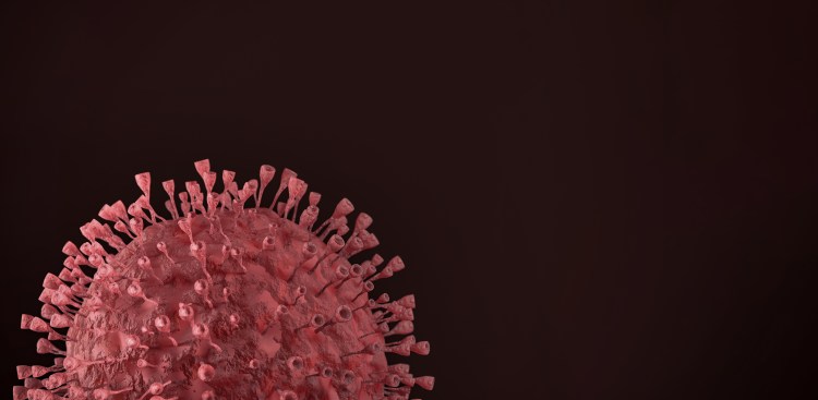 COVID -19, Coronavirus Infection inside human body. Respiratory disease is spreading. Chinese epidemic, infected cells under microscope. 3d illustration. Development, research of a vaccine